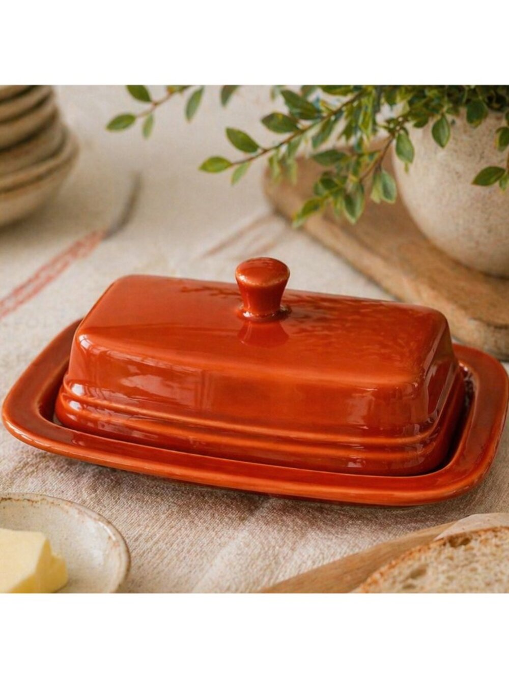 Homer Laughlin Fiesta Butter Dish Paprika Covered Ceramic Keeper Vintage Kitchen